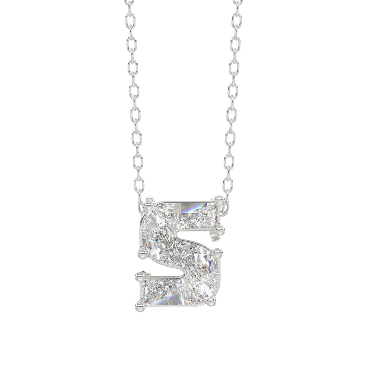 14K WHITE GOLD 1 3/4CT FANCY CUT ALPHABET DIAMOND LADIES PENDANT WITH CHAIN 1 14K WHITE GOLD 1 3/4CT FANCY CUT ALPHABET DIAMOND LADIES PENDANT WITH CHAIN - Image 1
