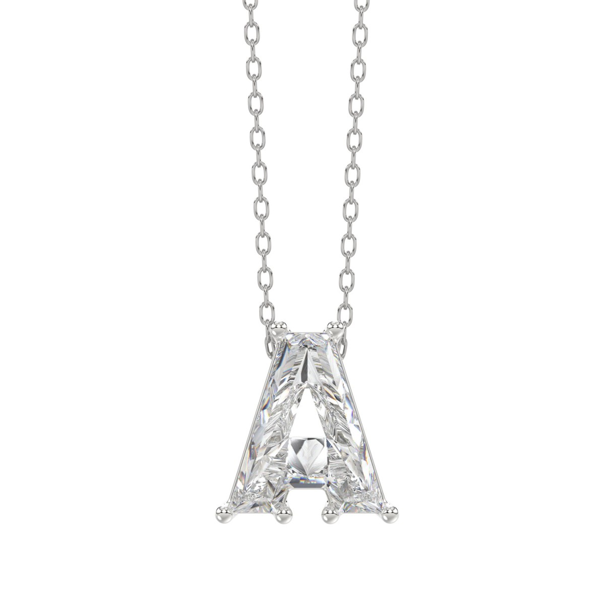 14K WHITE GOLD 1 5/8CT FANCY CUT ALPHABET DIAMOND LADIES PENDANT WITH CHAIN 1 14K WHITE GOLD 1 5/8CT FANCY CUT ALPHABET DIAMOND LADIES PENDANT WITH CHAIN - Image 1