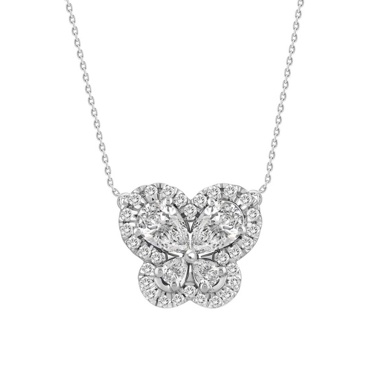14K WHITE GOLD 1.00CT ROUND/PEAR DIAMOND LADIES PENDANT 1 14K WHITE GOLD 1.00CT ROUND/PEAR DIAMOND LADIES PENDANT - Image 1
