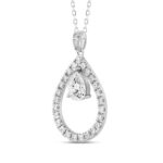 14K WHITE GOLD 1.00CT ROUND/PEAR DIAMOND LADIES PENDANT WITH CHAIN - Image 3