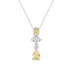 14K WHITE/YELLOW GOLD 2.00CT PEAR/OVAL DIAMOND LADIES PENDANT WITH CHAIN (PEAR PINK 1.00CT/OVAL DIAMOND 1/2CT)