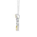 14K WHITE/YELLOW GOLD 2.00CT PEAR/OVAL DIAMOND LADIES PENDANT WITH CHAIN (PEAR PINK 1.00CT/OVAL DIAMOND 1/2CT) - Image 2