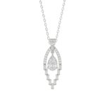 LADIES PENDANT 1 1/2CT ROUND/BAGUETTE/PEAR DIAMOND 14K WHITE GOLD