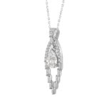LADIES PENDANT 1 1/2CT ROUND/BAGUETTE/PEAR DIAMOND 14K WHITE GOLD - Image 3