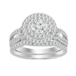 BRIDAL SET 1.00CT ROUND DIAMOND 14K WHITE GOLD