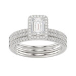 LADIES BRIDAL SET 1.50CT ROUND DIAMOND 14K WHITE GOLD (SI QUALITY) (CENTER STONE 0.75CT EMERALD DIAMOND)