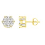 LADIES EARRINGS 0.25CT ROUND DIAMOND 10K YELLOW GOLD