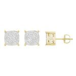 LADIES STUD EARRINGS 0.25CT ROUND DIAMOND 10K YELLOW GOLD