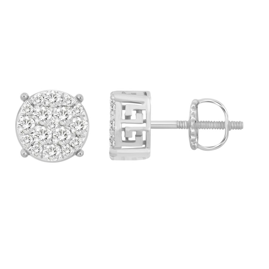 LADIES STUD EARRINGS 0.50CT ROUND DIAMOND 10K WHITE GOLD 1 LADIES STUD EARRINGS 0.50CT ROUND DIAMOND 10K WHITE GOLD - Image 1