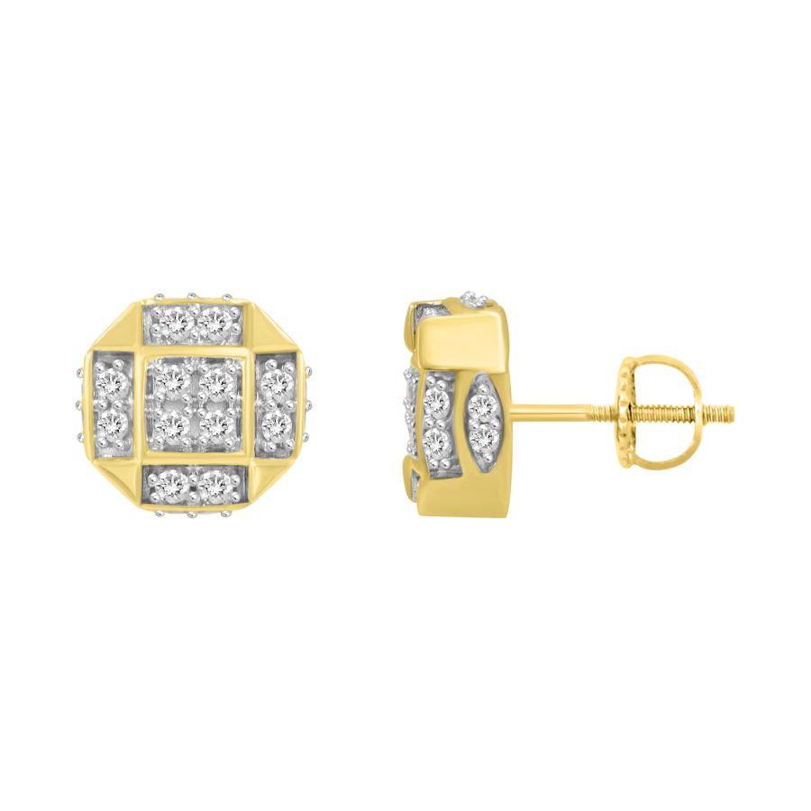 LADIES STUD EARRINGS 0.75CT ROUND DIAMOND 10K YELLOW GOLD 1 LADIES STUD EARRINGS 0.75CT ROUND DIAMOND 10K YELLOW GOLD - Image 1