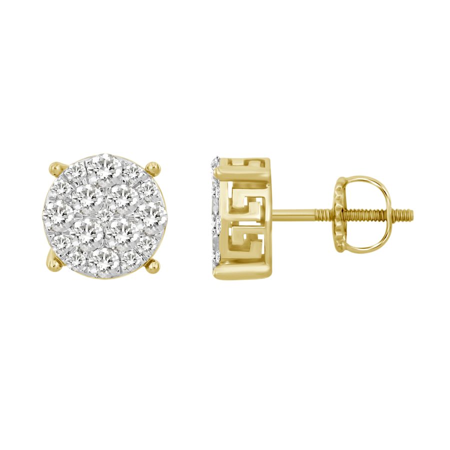 LADIES STUD EARRINGS 1.00CT ROUND DIAMOND 10K YELLOW GOLD 1 LADIES STUD EARRINGS 1.00CT ROUND DIAMOND 10K YELLOW GOLD - Image 1