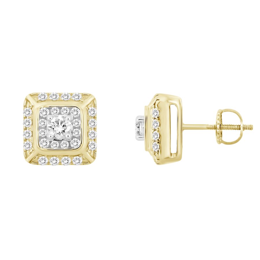 LADIES STUD EARRINGS 1.00CT ROUND DIAMOND 10K YELLOW GOLD 1 LADIES STUD EARRINGS 1.00CT ROUND DIAMOND 10K YELLOW GOLD - Image 1