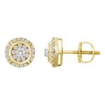 MEN'S STUD EARRINGS 1.00CT ROUND DIAMOND 10K YELLOW GOLD