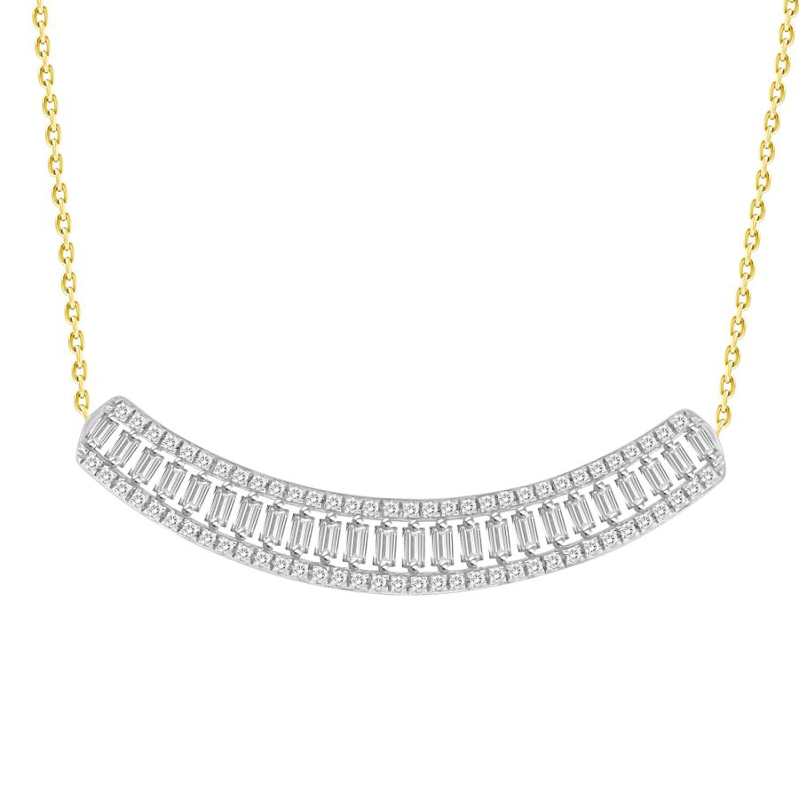 LADIES NECKLACE 0.33CT ROUND/BAGUETTE DIAMOND 10K YELLOW GOLD 1 LADIES NECKLACE 0.33CT ROUND/BAGUETTE DIAMOND 10K YELLOW GOLD - Image 1