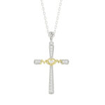 LADIES PENDANT WITH CHAIN 0.15CT ROUND DIAMOND 10K WHITE/YELLOW GOLD