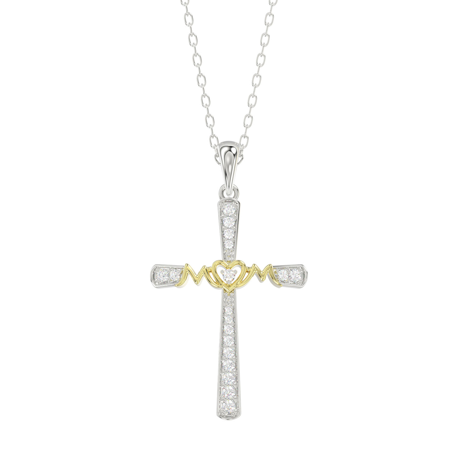 LADIES PENDANT WITH CHAIN 0.15CT ROUND DIAMOND 10K WHITE/YELLOW GOLD 1 LADIES PENDANT WITH CHAIN 0.15CT ROUND DIAMOND 10K WHITE/YELLOW GOLD - Image 1