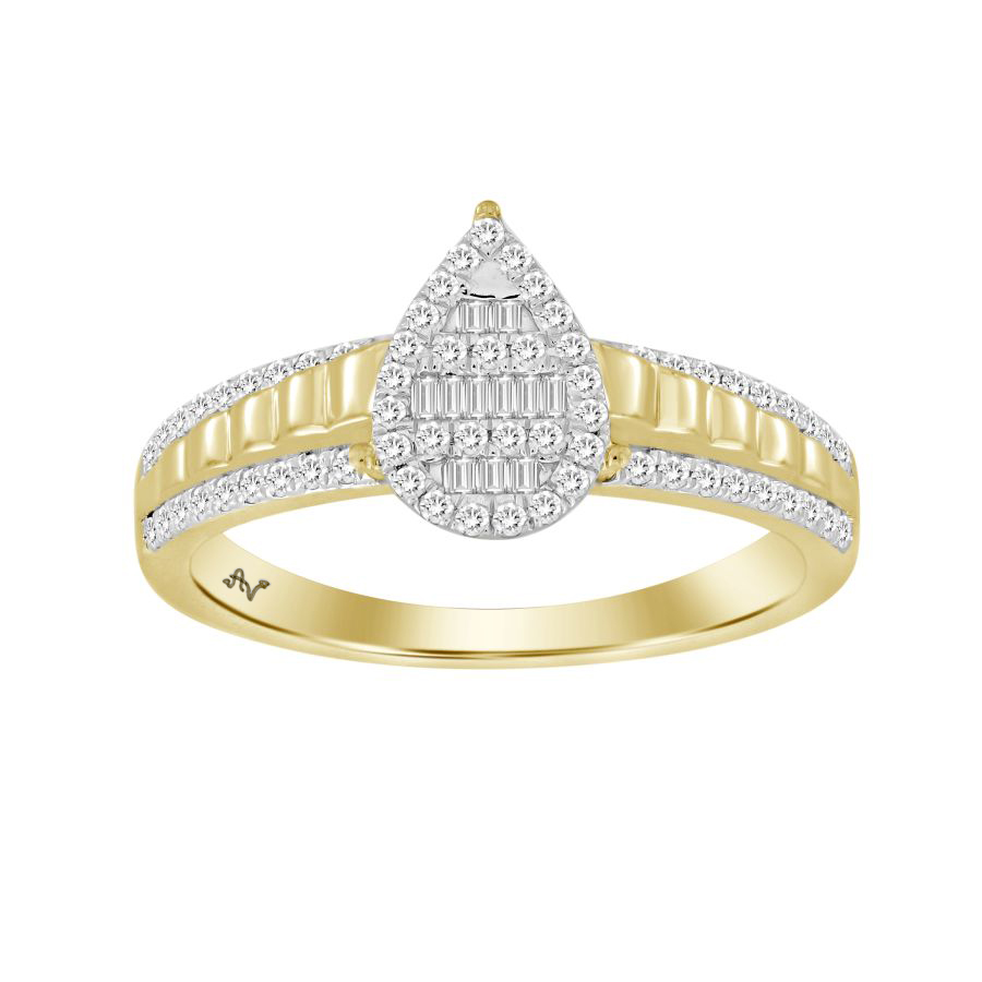 LADIES RING 0.25CT ROUND/BAGUETTE DIAMOND 10K YELLOW GOLD 1 LADIES RING 0.25CT ROUND/BAGUETTE DIAMOND 10K YELLOW GOLD - Image 1