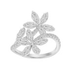 LADIES RING 0.75CT ROUND/BAGUETTE DIAMOND 14K WHITE GOLD