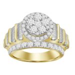 LADIES RING 3.00CT ROUND/BAGUETTE DIAMOND 10K YELLOW GOLD