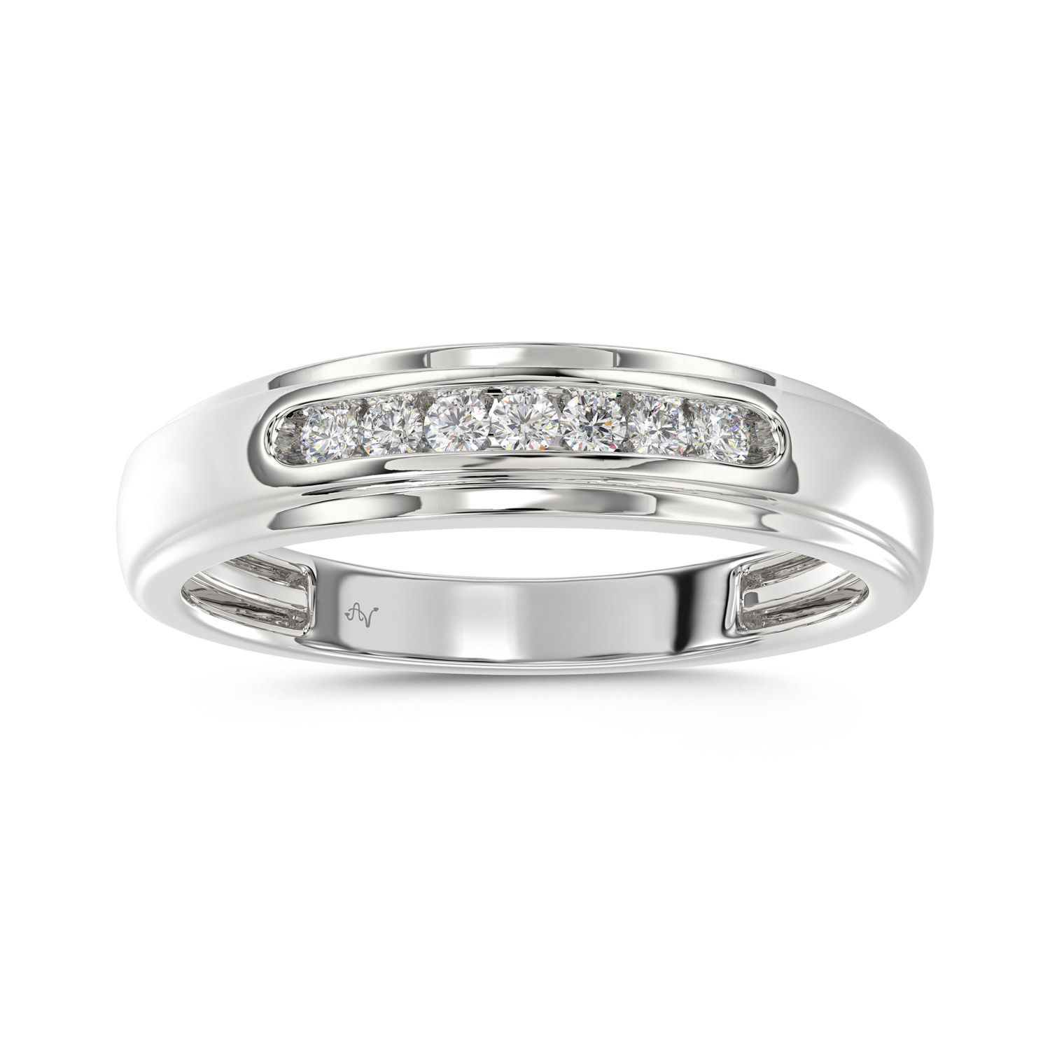MEN'S BAND 0.25CT ROUND DIAMOND 10K WHITE GOLD 1 MEN'S BAND 0.25CT ROUND DIAMOND 10K WHITE GOLD - Image 1