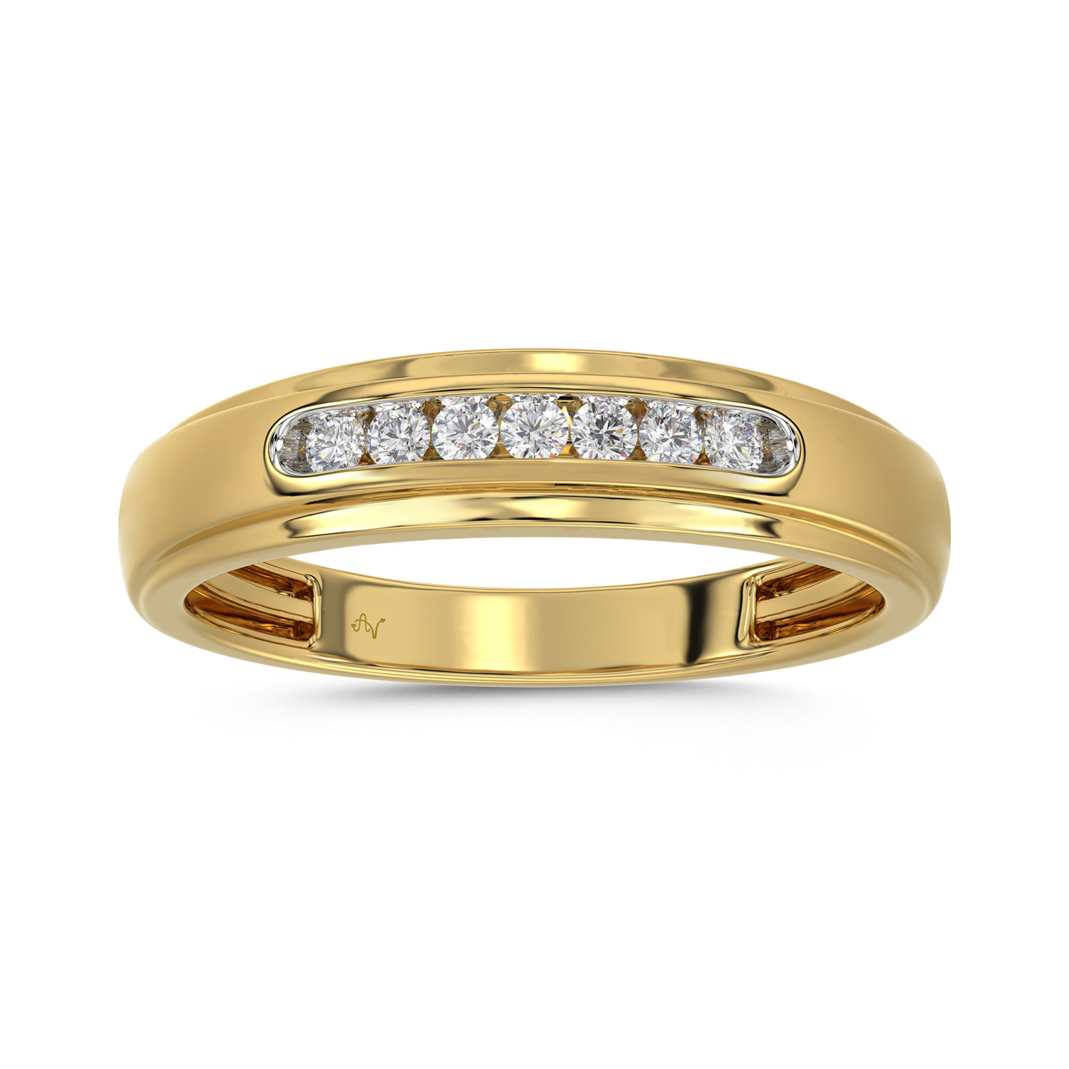 MEN'S BAND 0.25CT ROUND DIAMOND 10K YELLOW GOLD 1 MEN'S BAND 0.25CT ROUND DIAMOND 10K YELLOW GOLD - Image 1