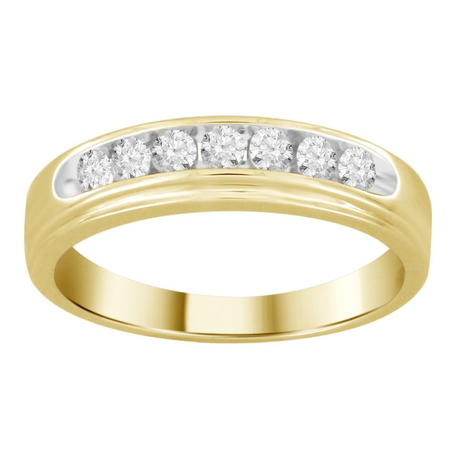 MEN'S BAND 0.33CT ROUND DIAMOND 10K YELLOW GOLD 1 MEN'S BAND 0.33CT ROUND DIAMOND 10K YELLOW GOLD - Image 1