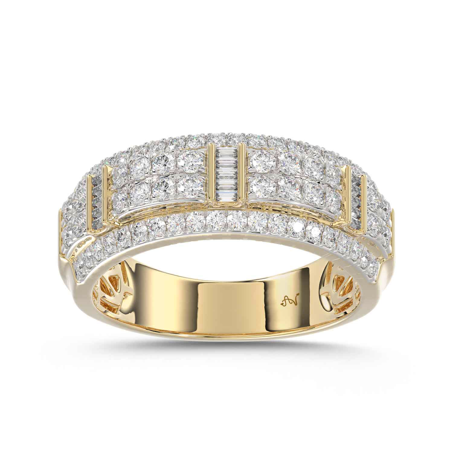 MEN'S BAND 1.00CT ROUND/BAGUETTE DIAMOND 10K YELLOW GOLD 1 MEN'S BAND 1.00CT ROUND/BAGUETTE DIAMOND 10K YELLOW GOLD - Image 1