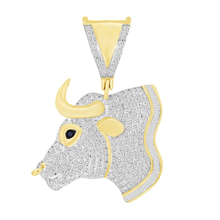 MEN'S CHARM 0.50CT ROUND/BAGUETTE DIAMOND 10K YELLOW GOLD 1 MEN'S CHARM 0.50CT ROUND/BAGUETTE DIAMOND 10K YELLOW GOLD - Image 1