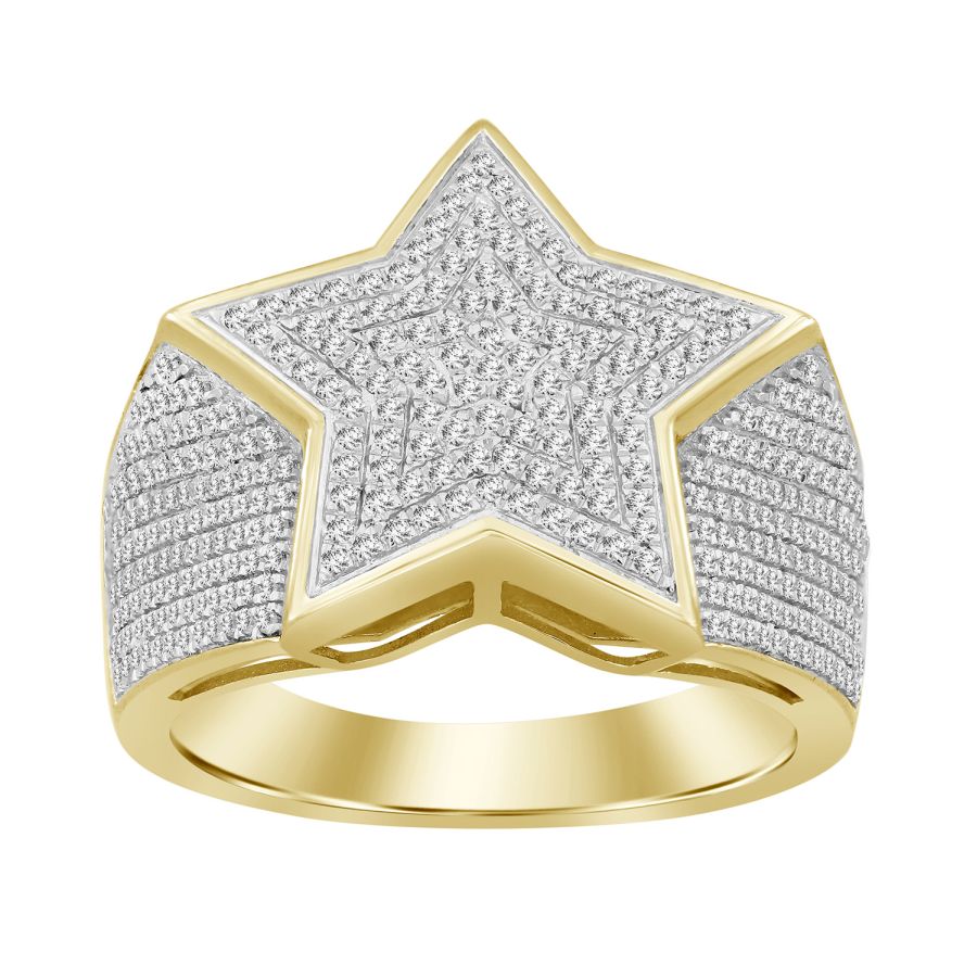 MEN'S RING 0.75CT ROUND DIAMOND 10K YELLOW GOLD 1 MEN'S RING 0.75CT ROUND DIAMOND 10K YELLOW GOLD - Image 1