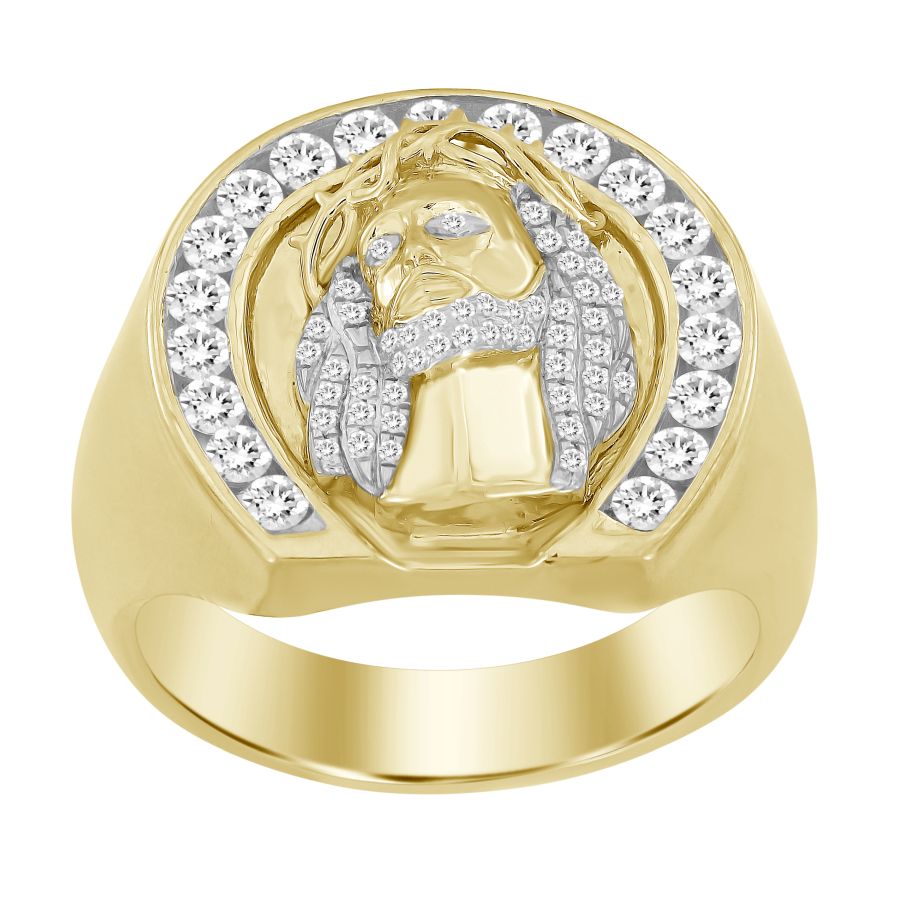 MEN'S RING 0.75CT ROUND DIAMOND 10K YELLOW GOLD 1 MEN'S RING 0.75CT ROUND DIAMOND 10K YELLOW GOLD - Image 1