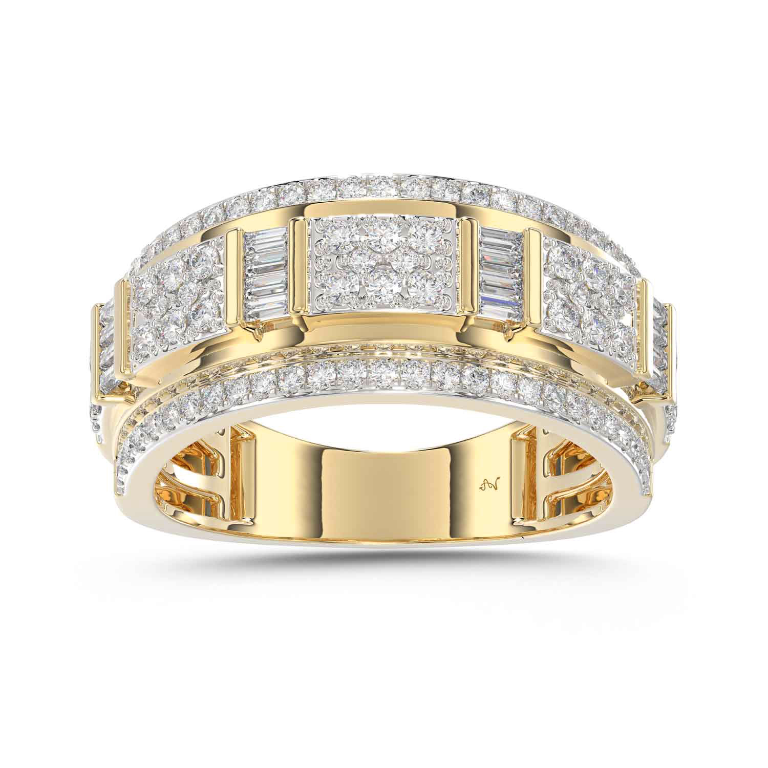 MEN'S BAND 1.00CT ROUND/BAGUETTE DIAMOND 10K YELLOW GOLD 1 MEN'S BAND 1.00CT ROUND/BAGUETTE DIAMOND 10K YELLOW GOLD - Image 1