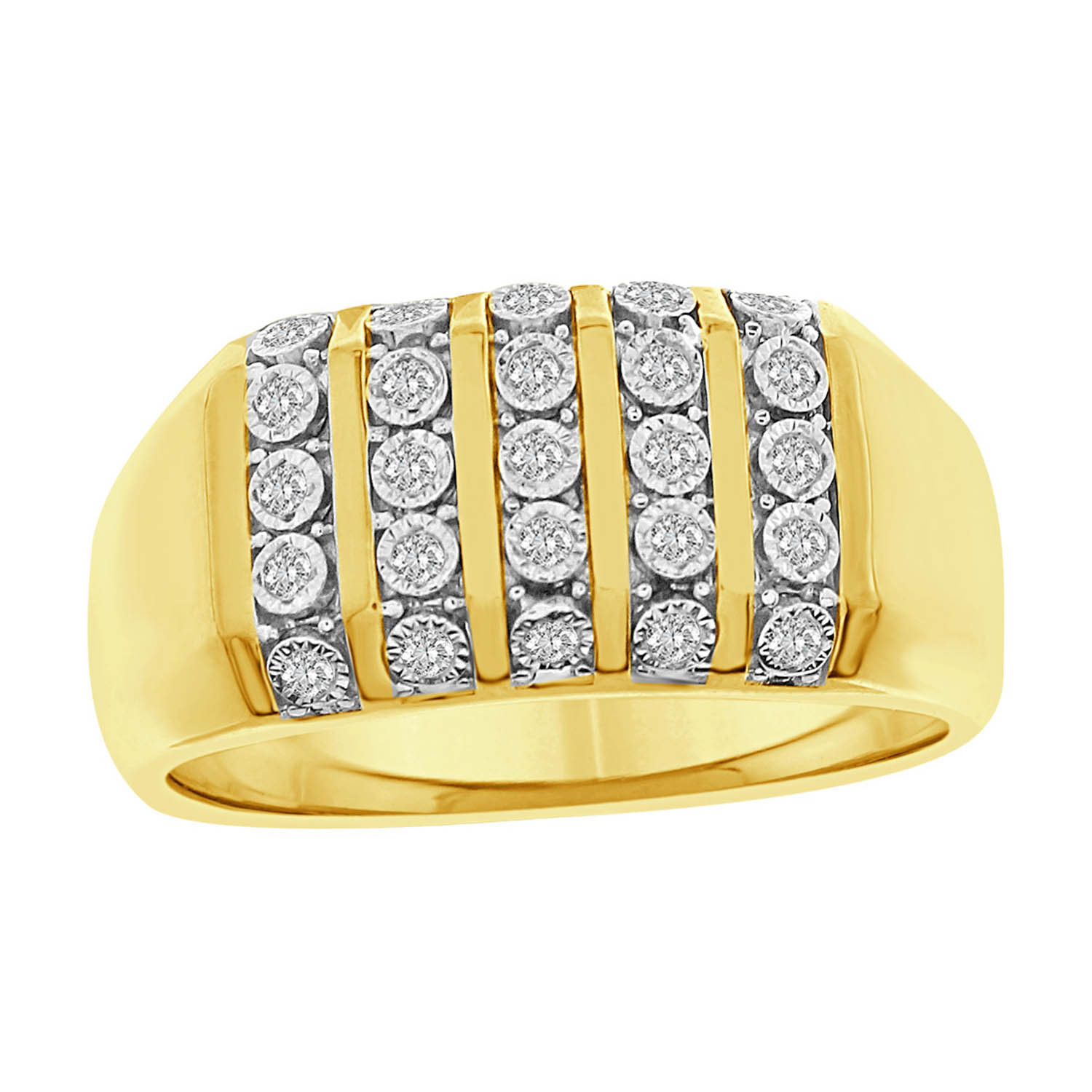 MEN'S RING 0.50CT ROUND DIAMOND 10K YELLOW GOLD 1 MEN'S RING 0.50CT ROUND DIAMOND 10K YELLOW GOLD - Image 1