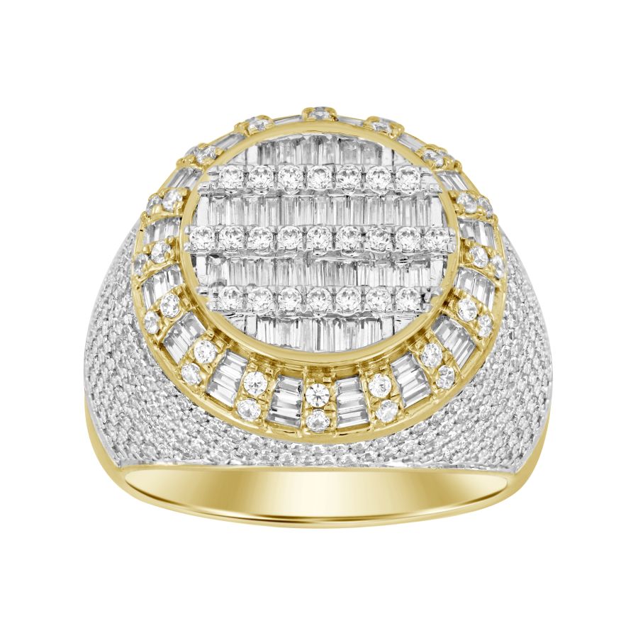 MEN'S RING 2.00CT ROUND/BAGUETTE DIAMOND 10K YELLOW GOLD 1 MEN'S RING 2.00CT ROUND/BAGUETTE DIAMOND 10K YELLOW GOLD - Image 1