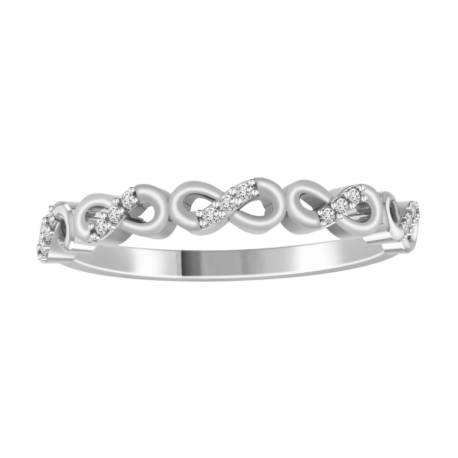 LADIES STACKABLE BAND 0.05CT ROUND DIAMOND 14K WHITE GOLD 1 LADIES STACKABLE BAND 0.05CT ROUND DIAMOND 14K WHITE GOLD - Image 1