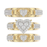 LADIES TRIO SET 1.00CT ROUND DIAMOND 10K YELLOW GOLD - Image 5