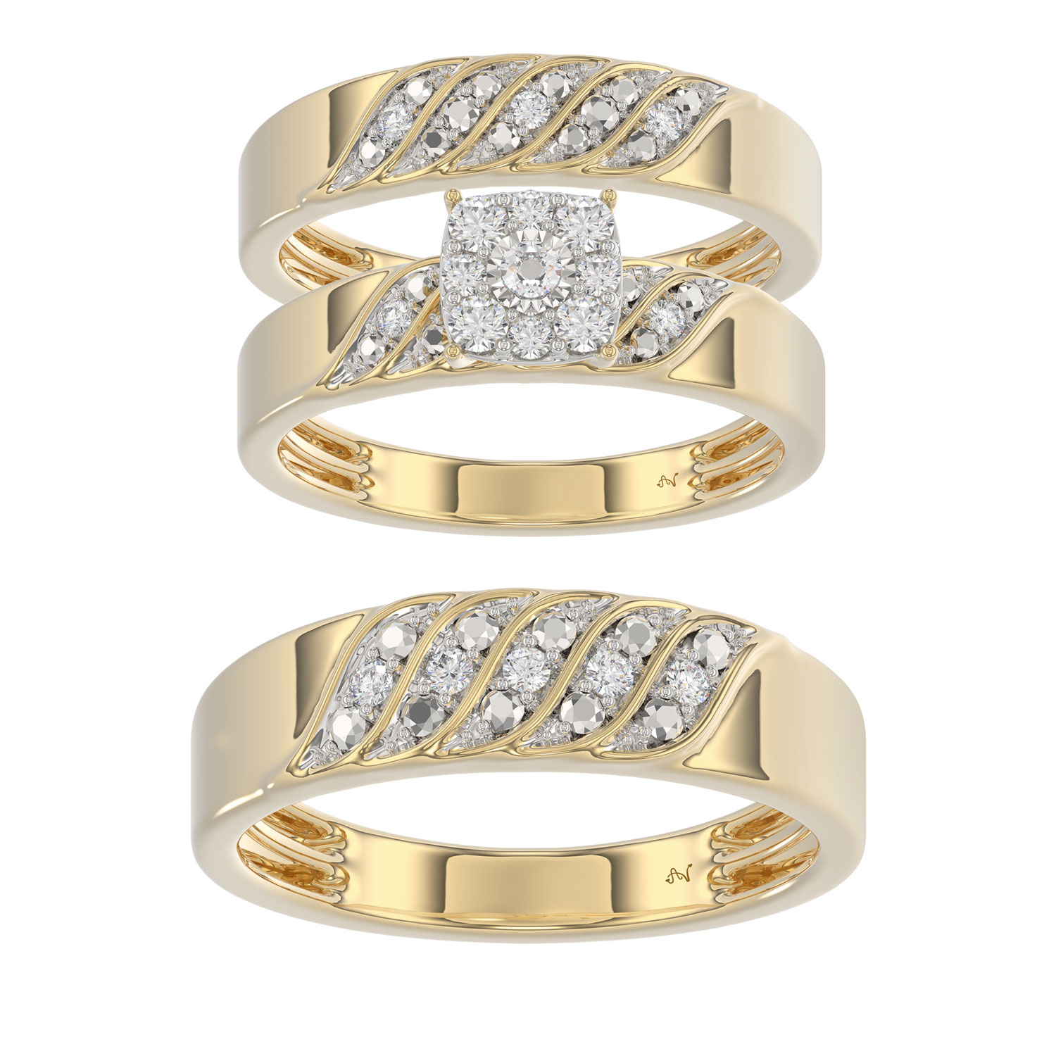LADIES TRIOS SET 0.33CT ROUND DIAMOND 10K YELLOW GOLD 1 LADIES TRIOS SET 0.33CT ROUND DIAMOND 10K YELLOW GOLD - Image 1