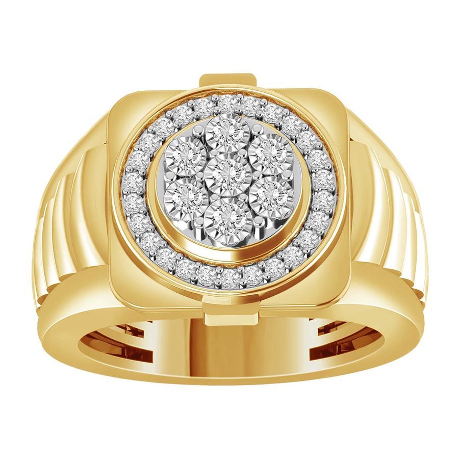 MEN'S RING 0.50CT ROUND DIAMOND 10K YELLOW GOLD 1 MEN'S RING 0.50CT ROUND DIAMOND 10K YELLOW GOLD - Image 1