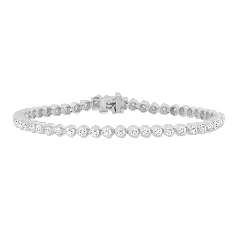 LADIES BRACELET 3.00CT ROUND DIAMOND 10K WHITE GOLD 1 LADIES BRACELET 3.00CT ROUND DIAMOND 10K WHITE GOLD - Image 1