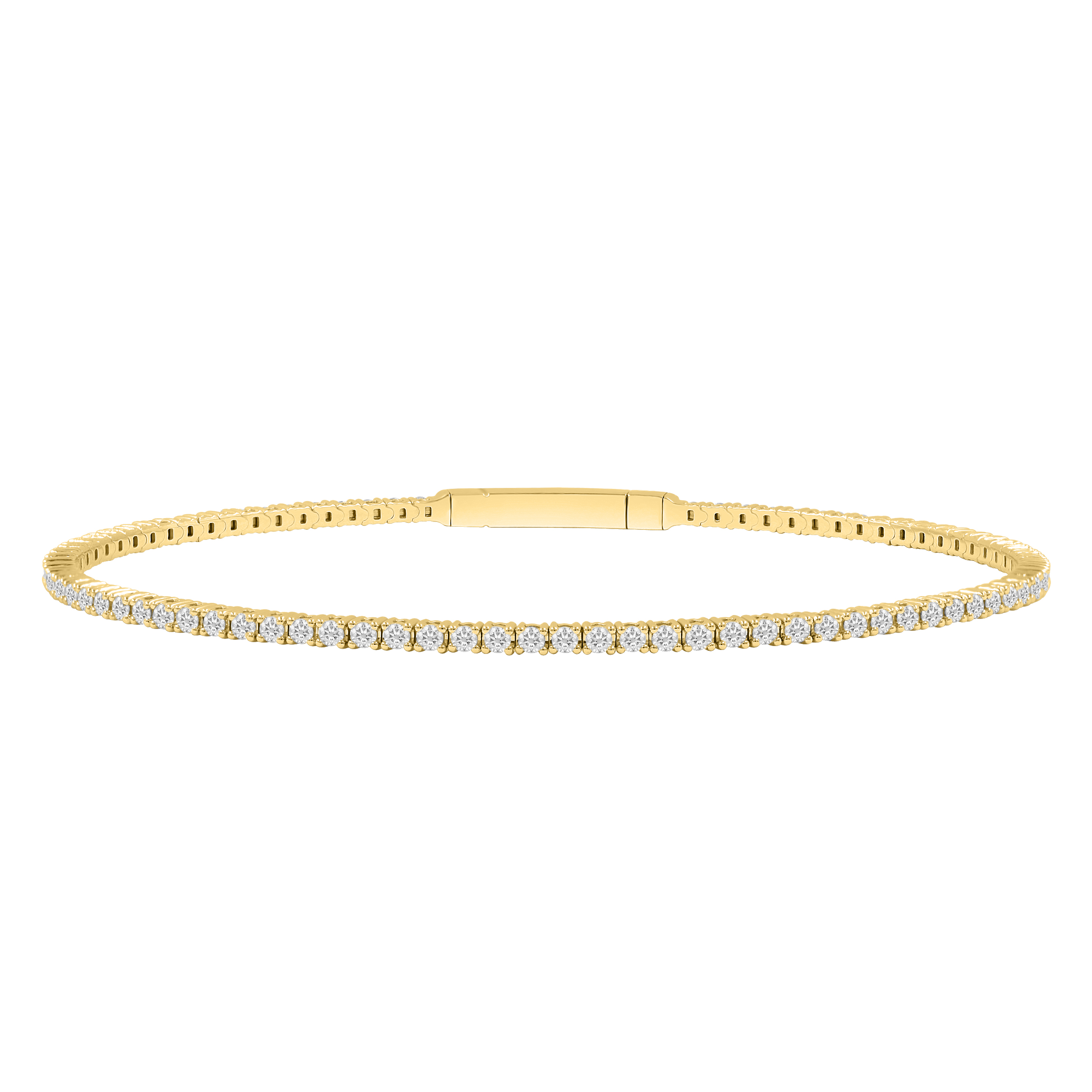 LADIES FLEXIBLE BANGLE 3.00CT ROUND DIAMOND 14K YELLOW GOLD 1 LADIES FLEXIBLE BANGLE 3.00CT ROUND DIAMOND 14K YELLOW GOLD - Image 1