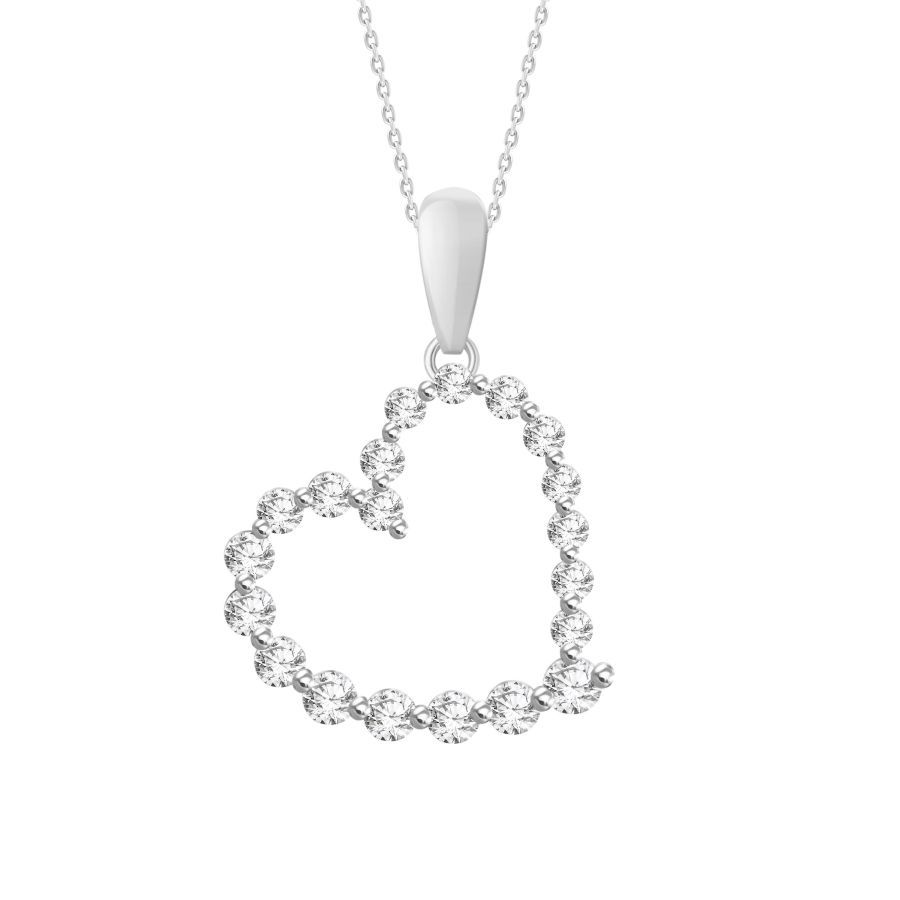 LADIES HEART PENDANT 0.25CT ROUND DIAMOND 14K WHITE GOLD (SI QUALITY) 1 LADIES HEART PENDANT 0.25CT ROUND DIAMOND 14K WHITE GOLD (SI QUALITY) - Image 1