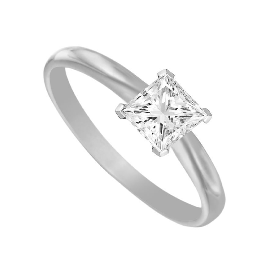 SOLITAIRE LADIES RING 0.20CT PRINCESS DIAMOND 14K WHITE GOLD 1 SOLITAIRE LADIES RING 0.20CT PRINCESS DIAMOND 14K WHITE GOLD - Image 1