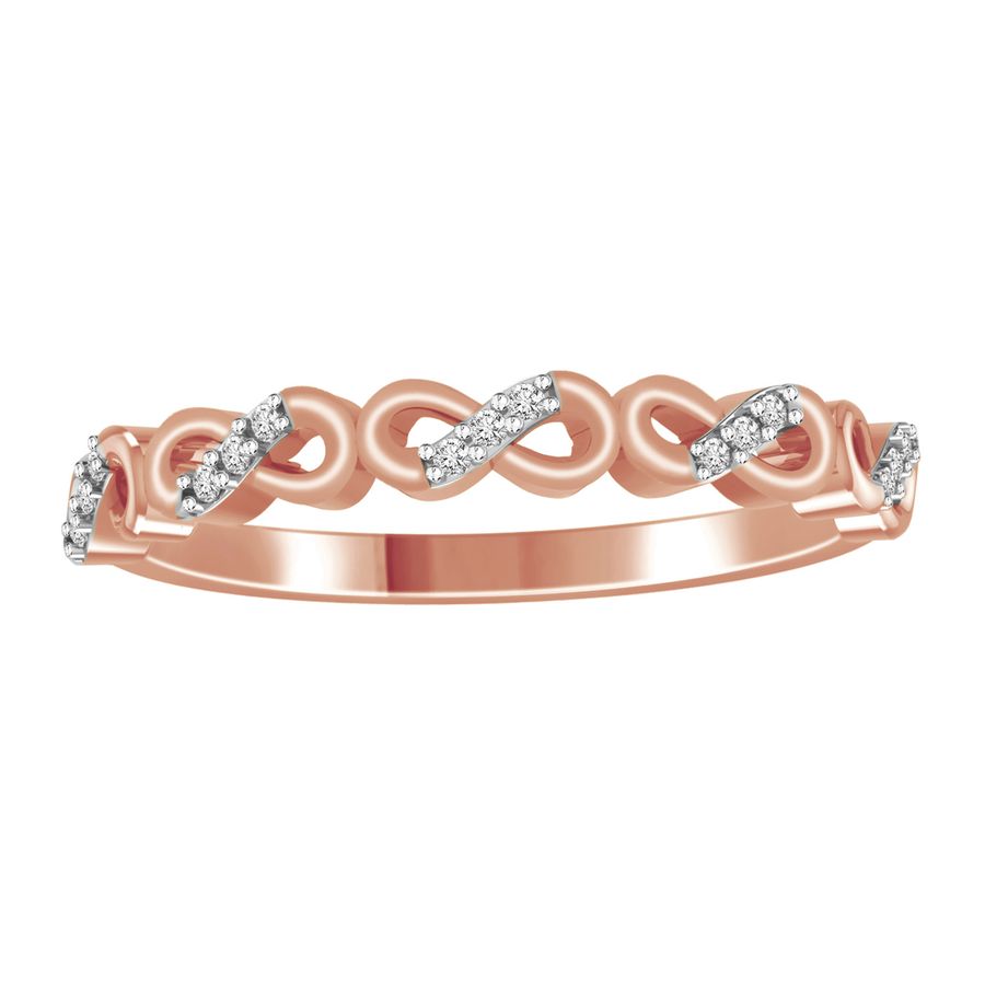 LADIES STACKBLE BAND 1/20 CT ROUND DIAMOND 14K ROSE GOLD 1 LADIES STACKBLE BAND 1/20 CT ROUND DIAMOND 14K ROSE GOLD - Image 1
