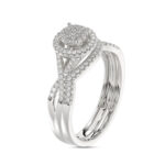 LADIES BRIDAL SET 0.25CT ROUND DIAMOND 10K WHITE GOLD - Image 3