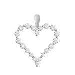 LADIES HEART PENDANT WITH CHAIN 0.50CT ROUND DIAMOND 14K WHITE GOLD (SI QUALITY)