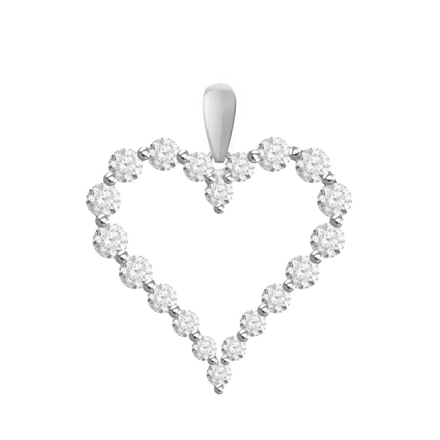 LADIES HEART PENDANT WITH CHAIN 0.50CT ROUND DIAMOND 14K WHITE GOLD (SI QUALITY) 1 LADIES HEART PENDANT WITH CHAIN 0.50CT ROUND DIAMOND 14K WHITE GOLD (SI QUALITY) - Image 1