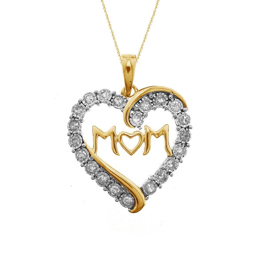 LADIES PENDANT WITH CHAIN 0.25CT ROUND DIAMOND 10K WHITE/YELLOW GOLD 1 LADIES PENDANT WITH CHAIN 0.25CT ROUND DIAMOND 10K WHITE/YELLOW GOLD - Image 1