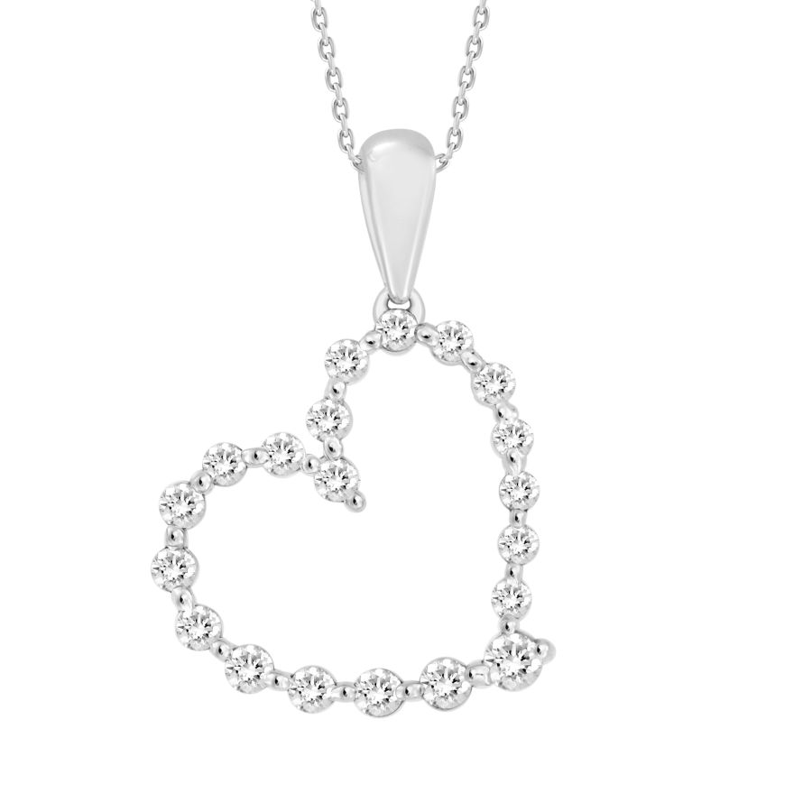 LADIES PENDANT WITH CHAIN 0.25CT ROUND DIAMOND 10K WHITE GOLD 1 LADIES PENDANT WITH CHAIN 0.25CT ROUND DIAMOND 10K WHITE GOLD - Image 1