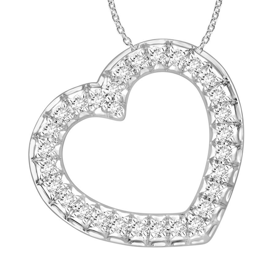LADIES PENDANT WITH CHAIN 0.50CT ROUND DIAMOND 10K WHITE GOLD 1 LADIES PENDANT WITH CHAIN 0.50CT ROUND DIAMOND 10K WHITE GOLD - Image 1