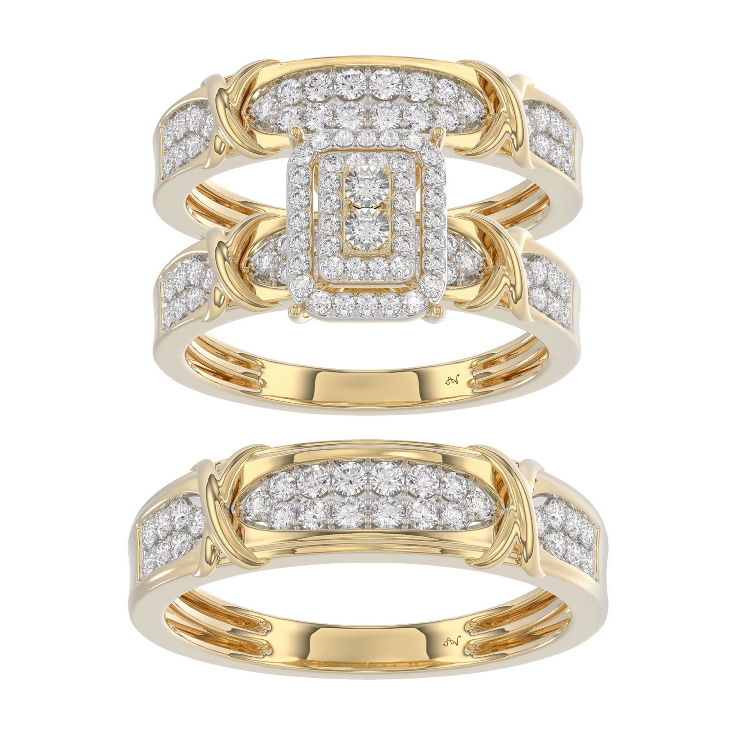 LADIES TRIOS 1.00CT ROUND DIAMOND 10K YELLOW GOLD 1 LADIES TRIOS 1.00CT ROUND DIAMOND 10K YELLOW GOLD - Image 1