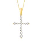 LADIES PENDANT WITH CHAIN 0.25CT ROUND DIAMOND 14K YELLOW GOLD